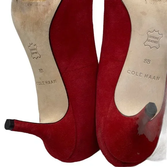 Cole Haan Red Suede Heels - Picture 8 of 11